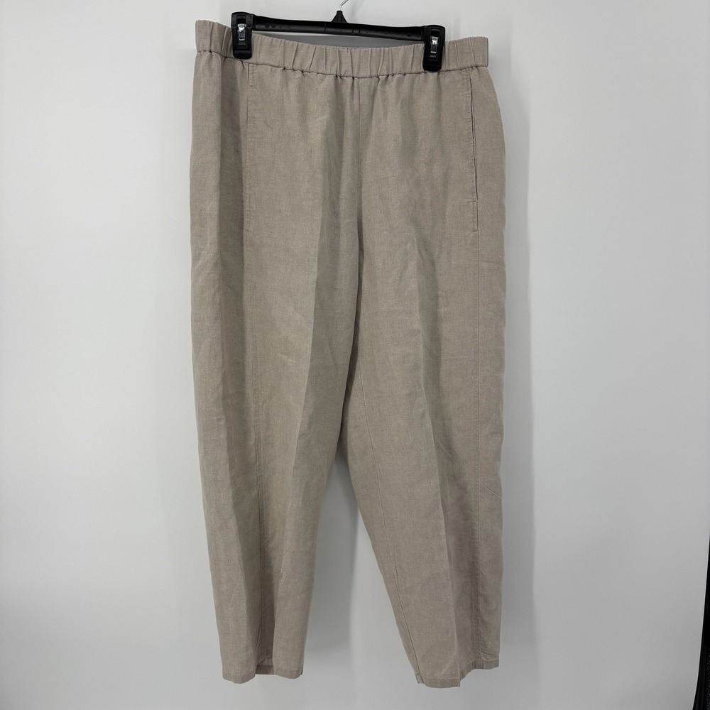 Eileen‎ Fisher Washed Organic Linen Délavé Lantern Pant Beige Tapered Size Large